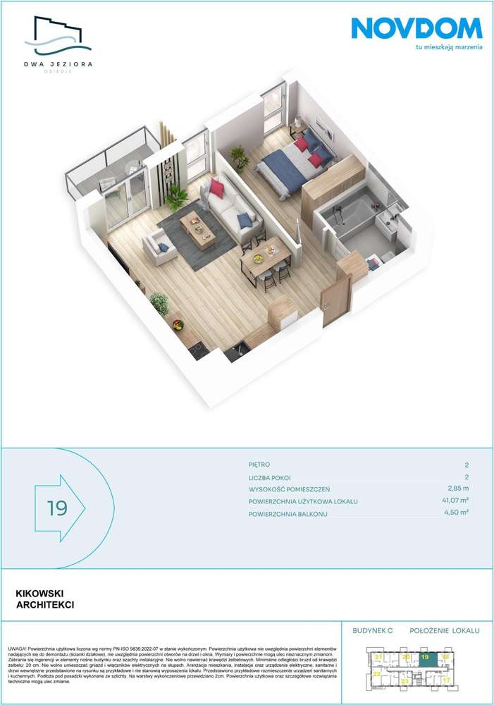 2 pokojowe mieszkanie 41 m2 z balkonem - Dwa Jeziora - Olsztyn