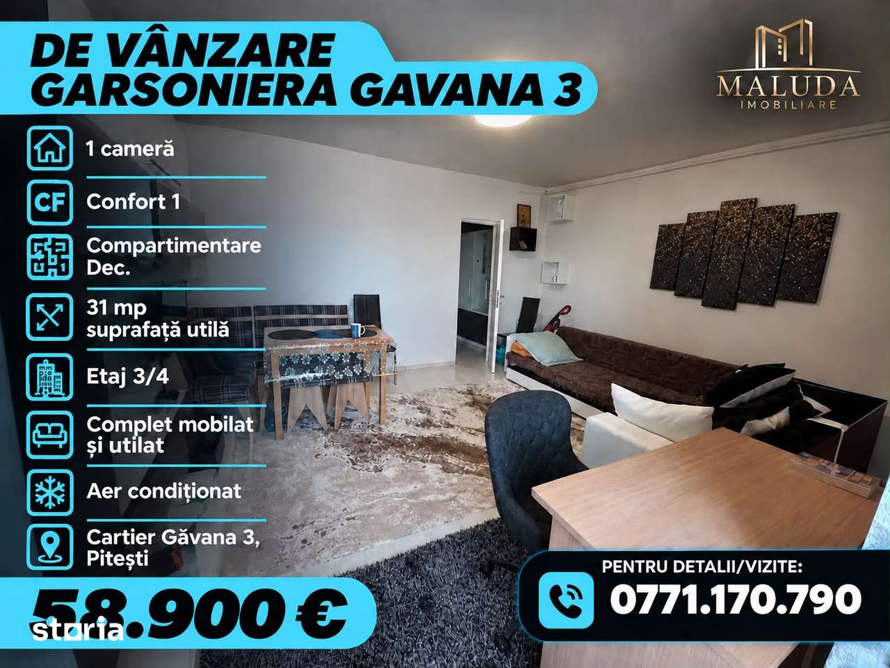 Garsoniera. Cf. 1 Dec. spre vanzare Gavana 3 — fotografia 1