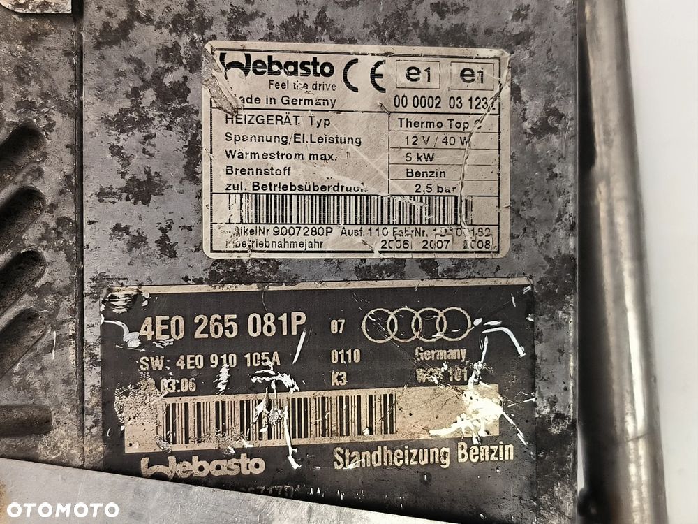 Ogrzewanie postojowe Webasto 4E0265081P AUDI A8 D3 - 1