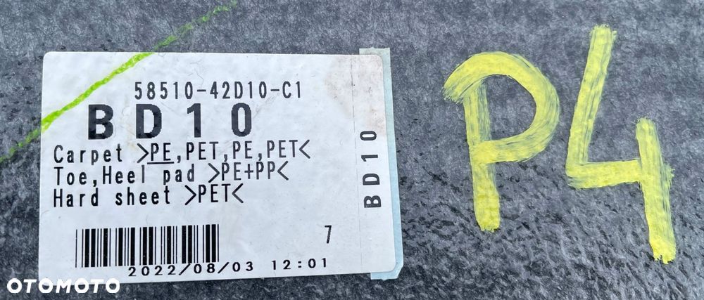 P4 TOYOTA RAV4 V 5 20 - 2.5 HYBRID WYKŁADZINA PODŁOGI DYWANY 58510-42D10-C1 - 12