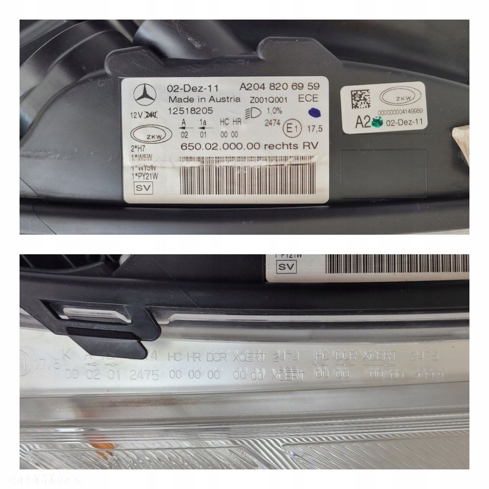 LAMPA PRAWA PRZÓD SOCZEWKA ZWYKŁA MERCEDES GLK X204 W204 2008-2012 - 16