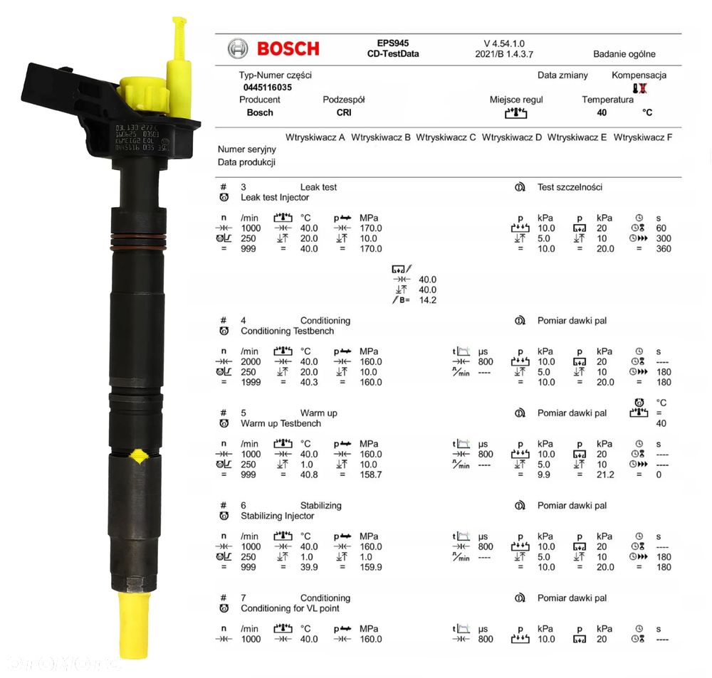 Regenerowany wtryskiwacz Bosch 0445116035 - 4