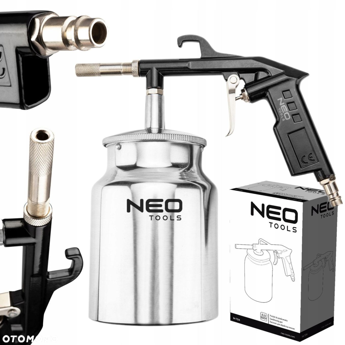NEO PNEUM. PISTOLET DO PIASKOWANIA PIASKARKA DOLNY ZBIORNIK 0,75L 14-724 - 1