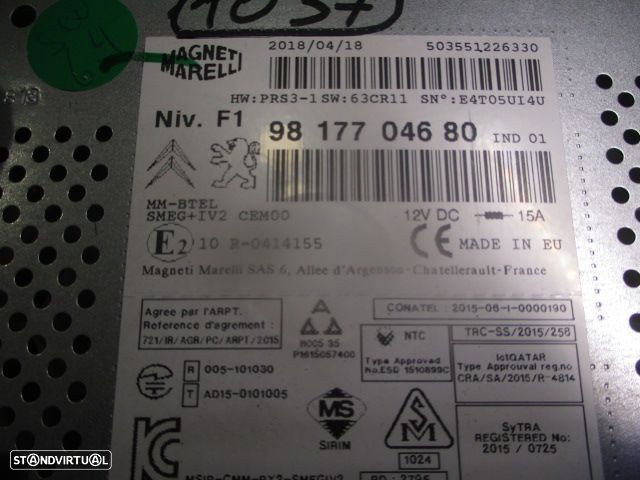 Radios 9817704680 503551226330 PEUGEOT PARTNER  2018 1.6 BLUEHDI 100CV ???? CINZA MAGNETI MARELLI ORIGINAL PRS3-1  63CR11  E4T05UI4U  R-0414155 GPS - 5