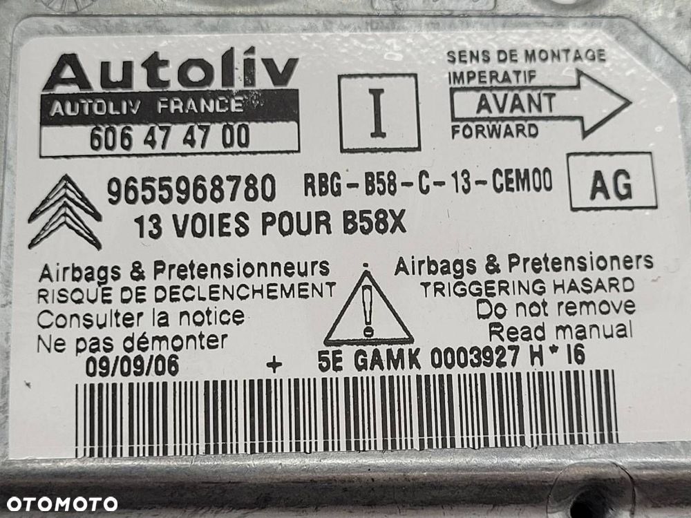 MODUŁ STEROWNIK SENSOR AIRBAG CITROEN C4 GRAND PICASSO I 9655968780 EUROPA - 6