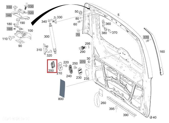 MERCEDES VITO W447 Klin odboj gumowy zamka tylnych drzwi OE - 2