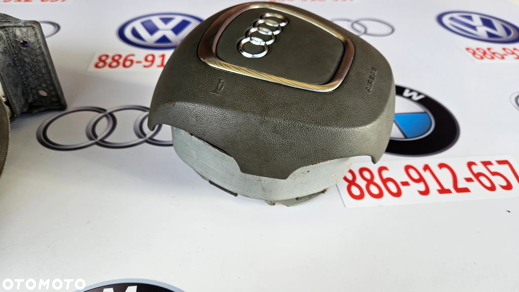Audi A4 B7 Poduszka kierownicy 4 ramiona Szara Airbag pasażera Pasy prawy i lewy - 4