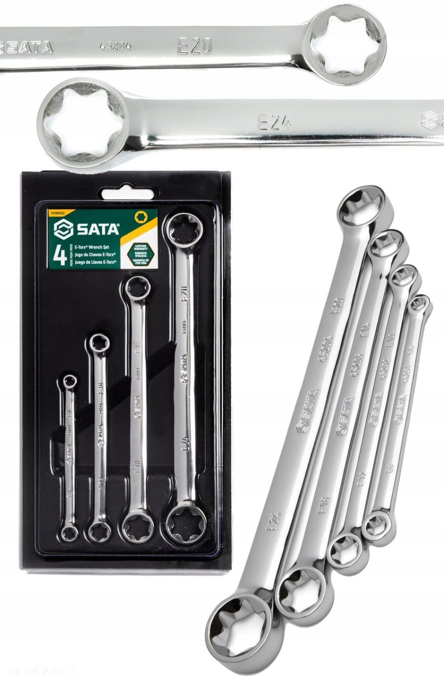 SATA ZESTAW 4 KLUCZY OCZKOWYCH E-TORX DWUSTRONNYCH WKŁAD SZUFLADY ST09012SJ - 8