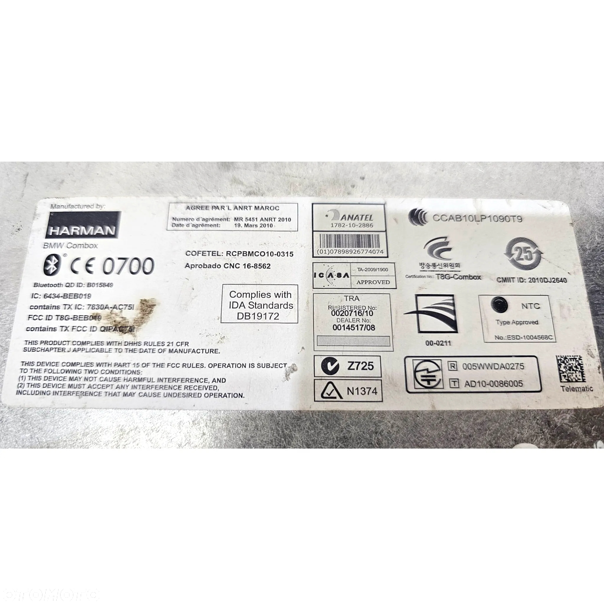 Bmw F07 F01 F10 F20 F30 Moduł Sterownik Bluetooth Harman Combox 9257151 - 7