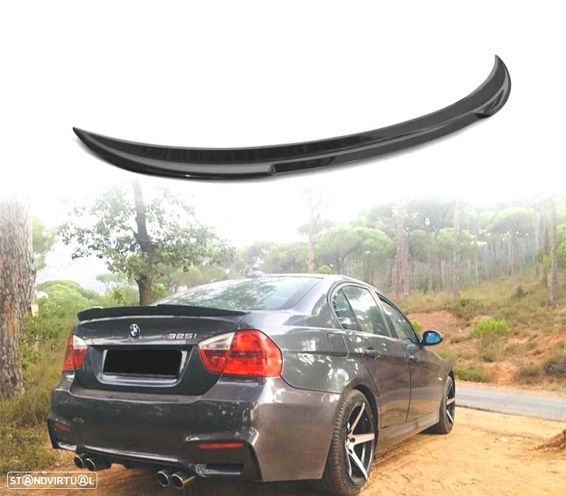AILERON LIP SPOILER TRASEIRO BMW E90 05-12 LOOK M4 PSM PRETO BRILHANTE - 1