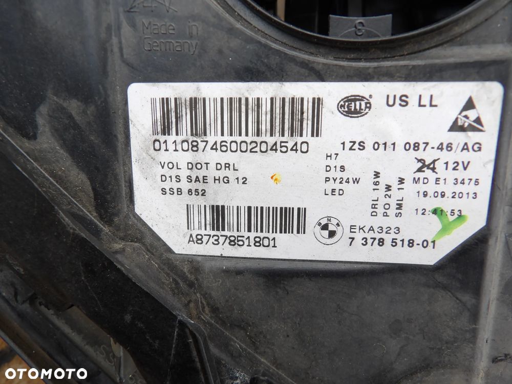 BMW - F10 - XENON - LIFT - SKRĘTNA - PRAWA LAMPA PRZEDNIA - ROZBITE SZKŁO - EUROPA - 7378518 - 11