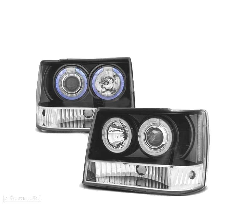 FARÓIS ANGEL EYES JEEP GRAND CHEROKEE 93-98 BLACK PRETO - 2
