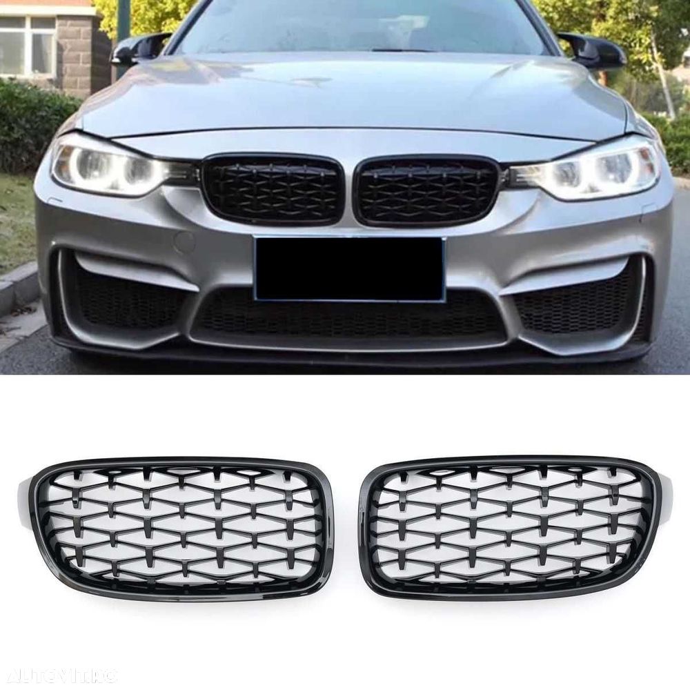 Grile Nari M Diamond BMW F30 F31 Negru Lucios Complet, Grila Dubla - 6