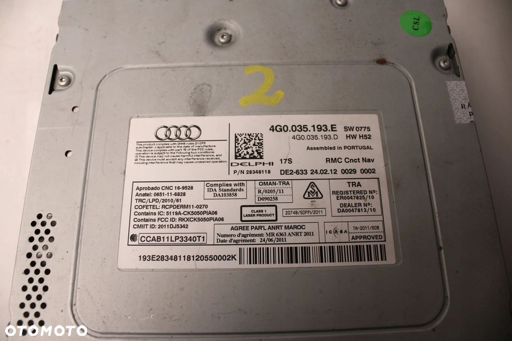 AUDI A7 C7 4G 10R- RADIO RADIOODTWARZACZ NAWIGACJA CZYTNIK 4G0035193E - 2