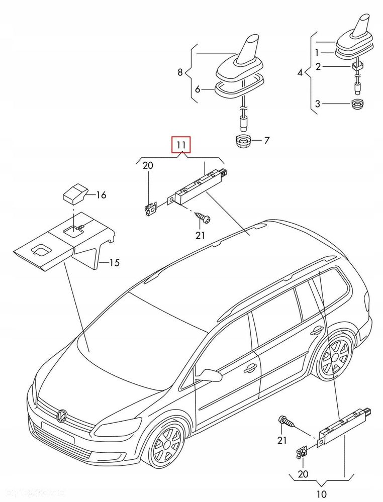 WZMACNIACZ ANTENY VW TOURAN 1T3 LIFT 1T0035577AC - 9