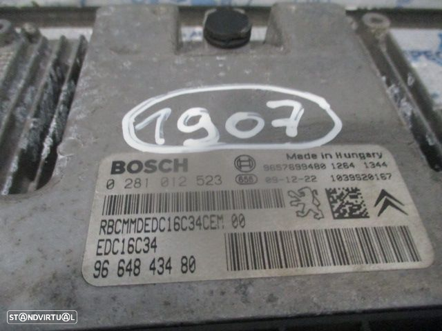 Centralina 9664843480  0281012523   9660225880D  9663123280  9667199780  9664983380  CITROEN C3 PLURIEL 1 FASE 2 2010 1.4HDI 70CV 2P BRANCO BOSCH - 8