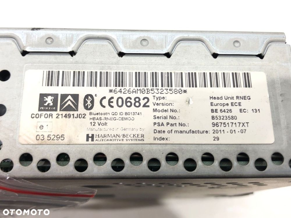 RADIO  CITROEN DS3 (SA_) 2009 - 2016 1.6 HDi 110 82 kW [112 KM] olej napędowy 2009 - 2015 - 5