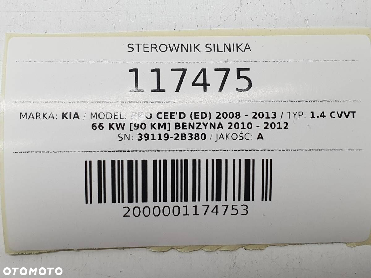 KOMPUTER STEROWNIK SILNIKA 1.4 CVVT 90 KIA PRO CEED I 39119-2B380 - 5
