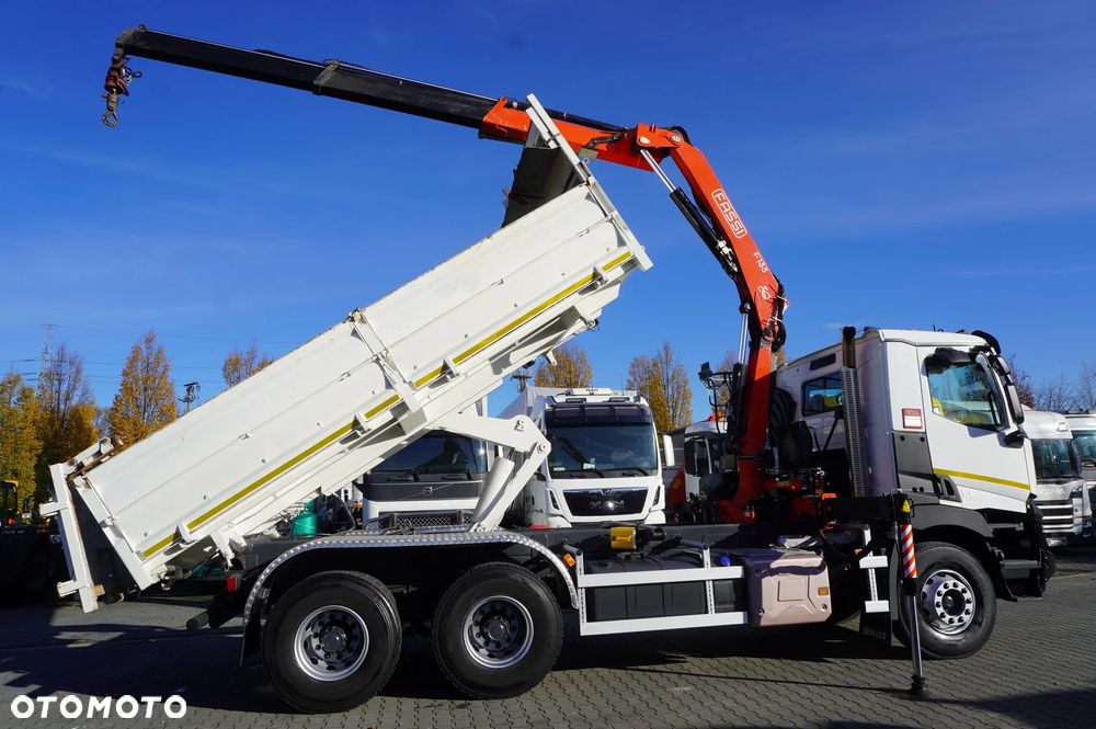 Renault C380 E6 6x4 / HDS Fassi F135 2700 MTH / Zasięg 8 m / 5.6 t udźwig / Wywrotka 3-stronna / Hydroburta - 9