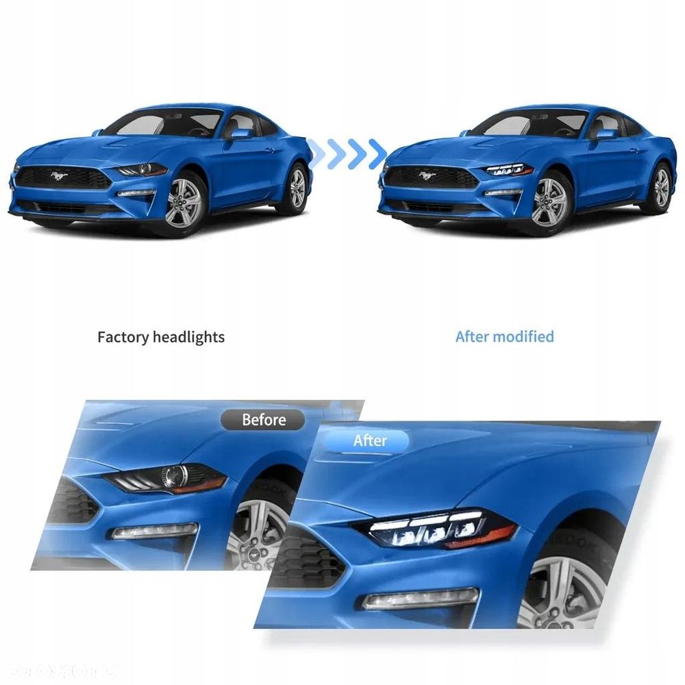 Reflektory Lampy kpl VLand Full Led Neon Tuning Ford Mustang VI 6 Lift 18- - 13
