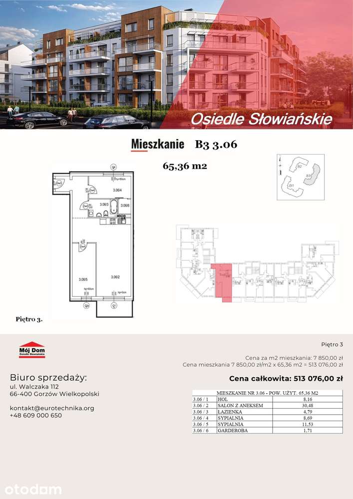 Nowoczesne mieszkanie - 65m2, B3 3.06
