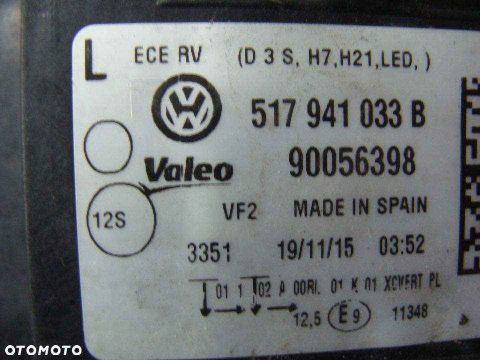 VW GOLF VII 7 SPORTSVAN 517941033B XENON LED LEWA LAMPA - 5