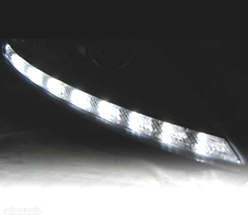 FARÓIS OPTICAS FORD MONDEO 07-10 LUZ DIURNA LED FUNDO PRETO - 2