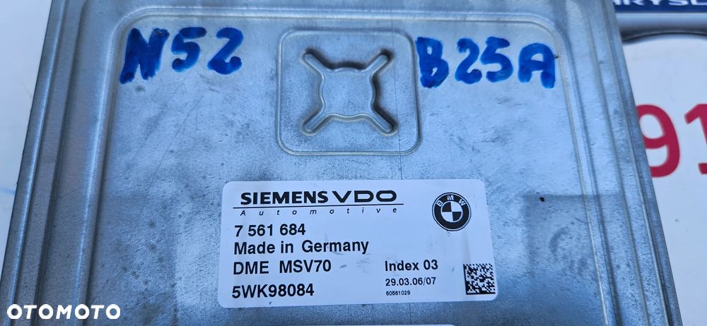 BMW 5 E60 2.3i N52 B25A Zestaw startowy do odpalenia auta komputer sterownik dme licznik moduł CAS 7561684 6983145 6943791 - 4