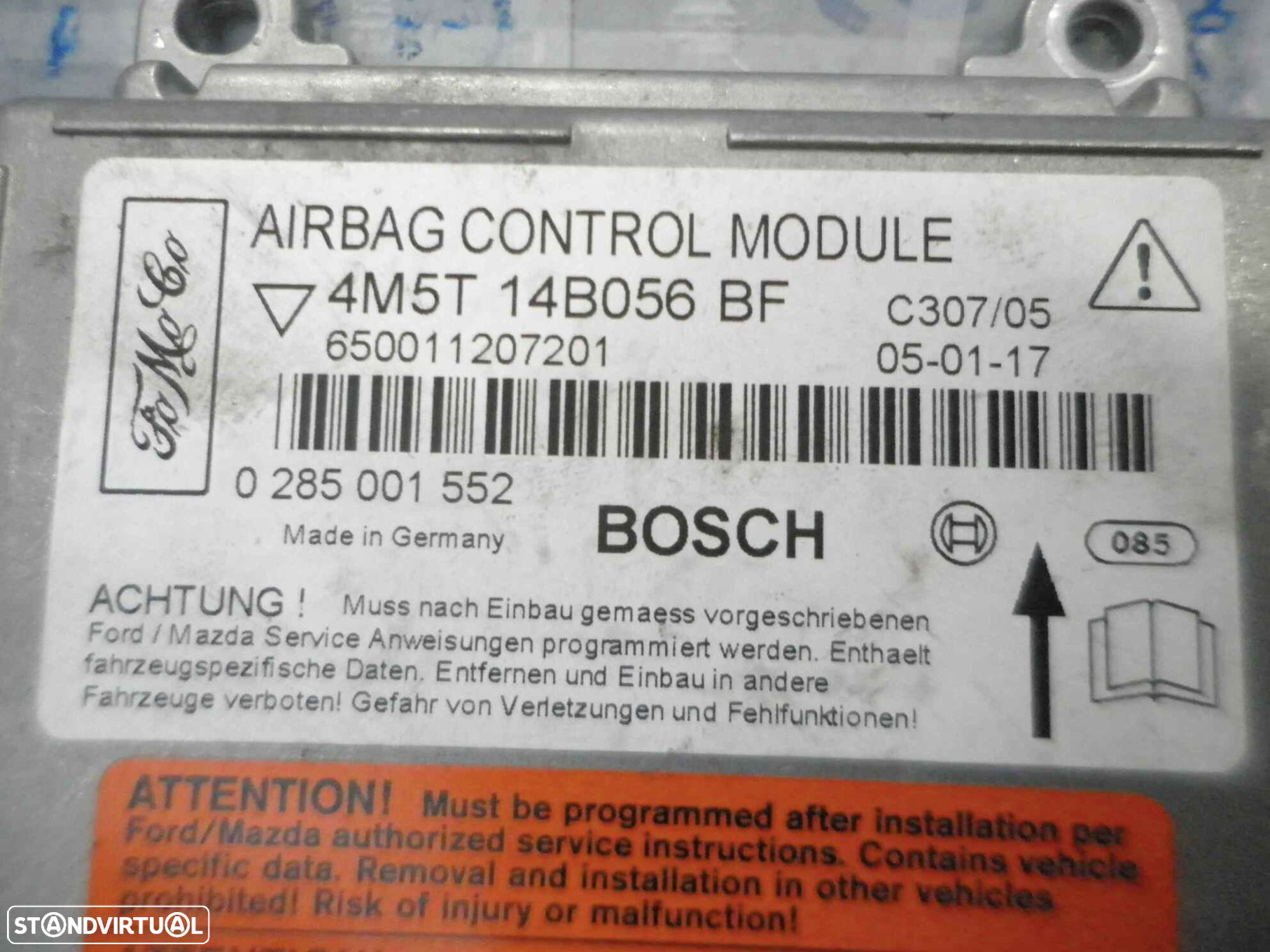 Modulo Airbag 4M5T4B056BF FORD FOCUS II 2005 1.6I 115CV 5P CINZA - 2