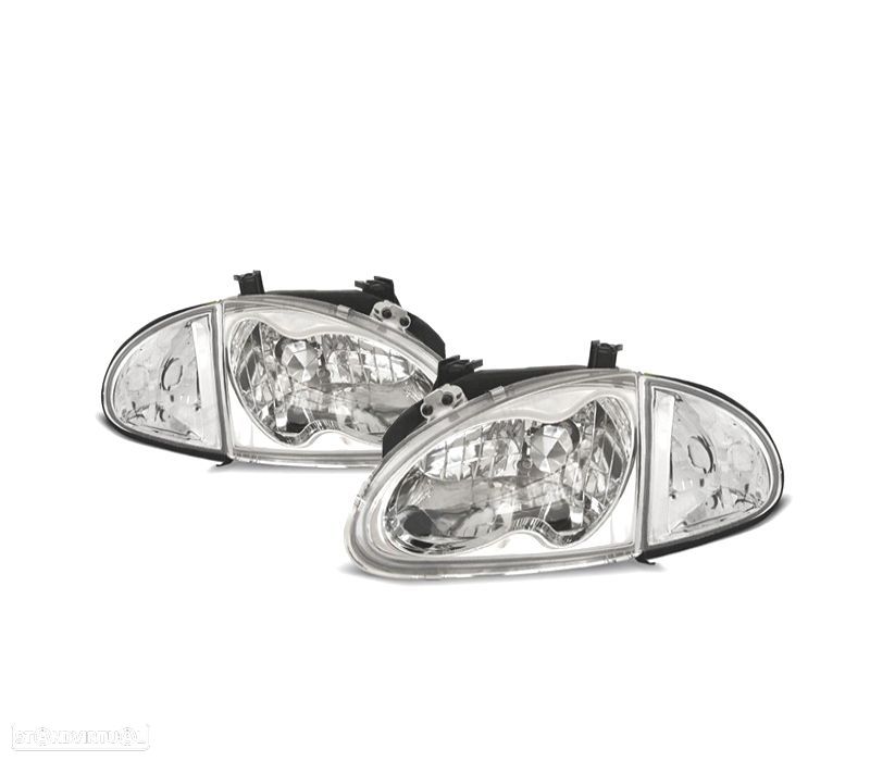 FARÓIS + PISCAS HONDA CIVIC DEL SOL 92-97 FUNDO CROMADO - 1