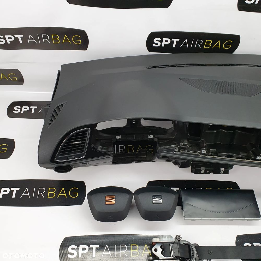 SEAT LEON 3 III 5F DESKA ROZDZIELCZA KONSOLA KOKPIT PULPIT PODUSZKI AIRBAG AIR BAG PASY KIT SET - 2