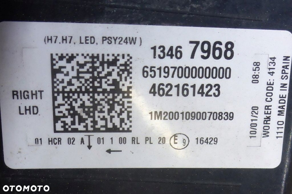 Opel Crossland X Reflektor Prawy 13467968 - 10