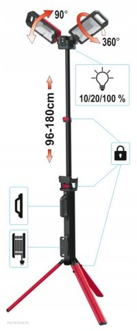 YATO REFLEKTOR LED PRZENOŚNY 5000LM SIEĆ/AKUMULATOR STATYW WALIZKA YT-81811 - 11