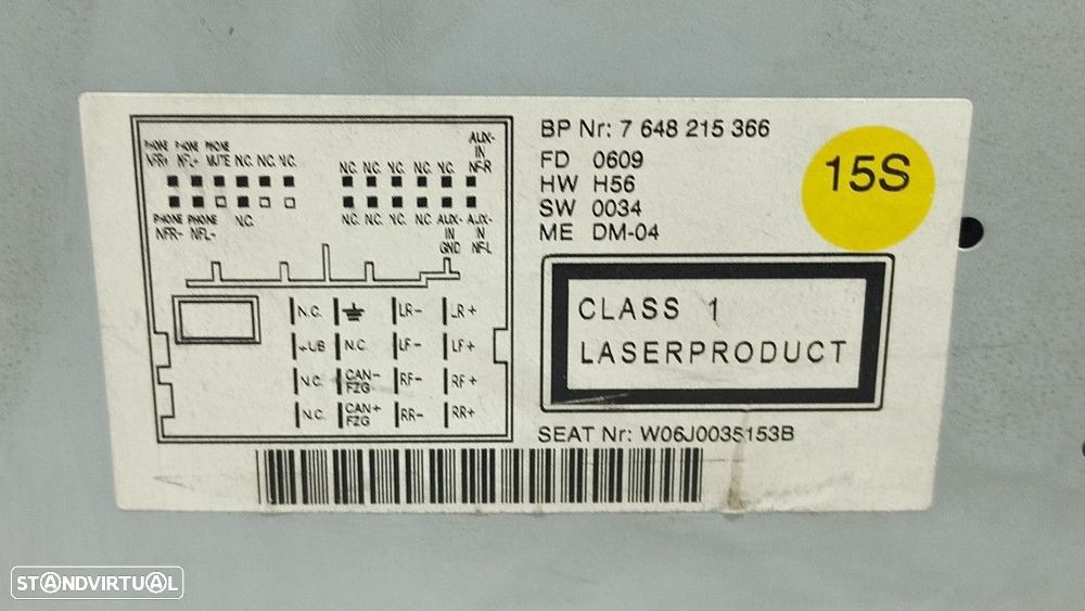 SISTEMA AUDIO / RADIO CD SEAT IBIZA SC (6J1) STYLANCE / STYLE - 7