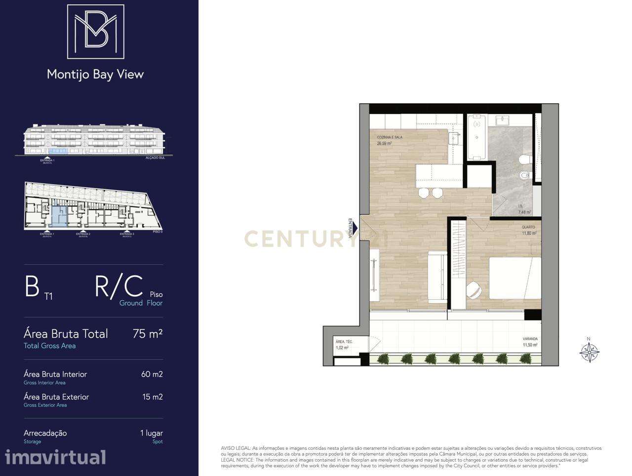 Apartamento T1 (obra nova) no centro do Montijo – Bay View Residence - Grande imagem: 2/22