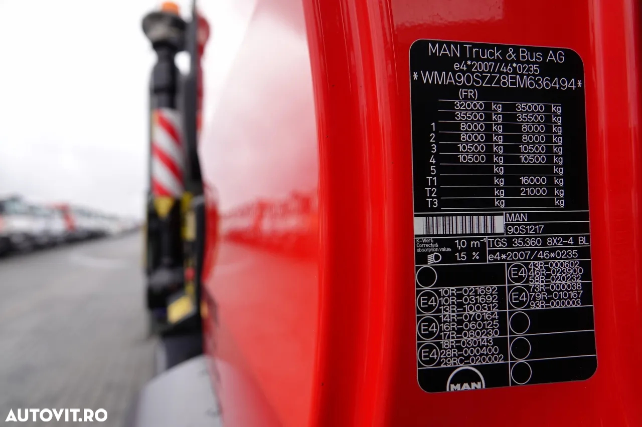 MAN TGS 35.360 / 8x2-4 / CAMION + HDS FASSI F165 A.2.22 / AXIE LIFTATOR / 4 AXI / GAMA HIDRAULICA / TROLIU / ASISTENTA RUTIERA - 36