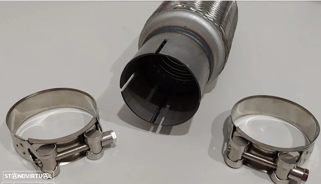 57mm - Flexível Inox Reforçado Escapes + 2 Braçadeiras - 2