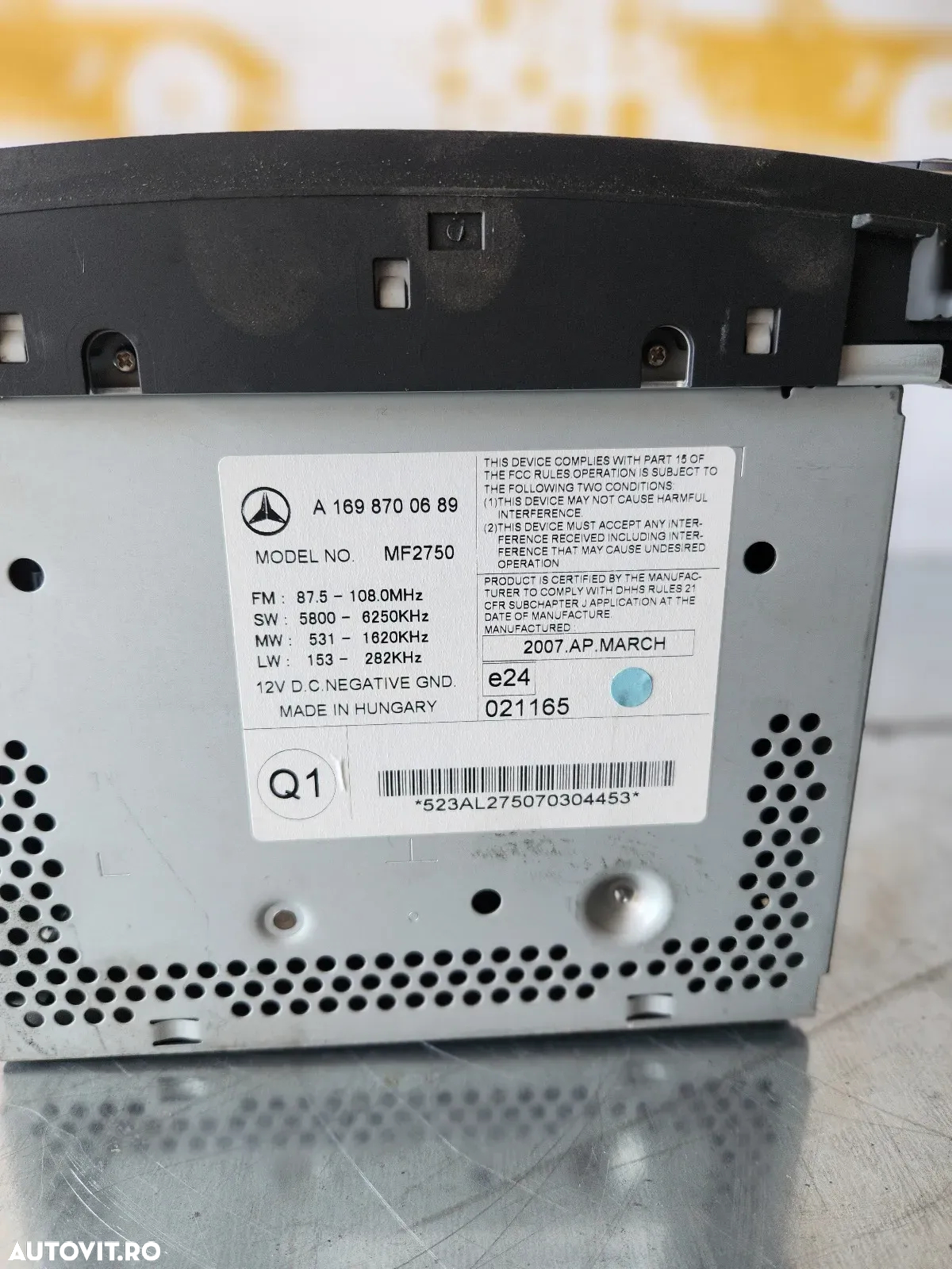 Radio Cd Cd Player Mercedes A Class W169 B Class W245 Cod A - 7