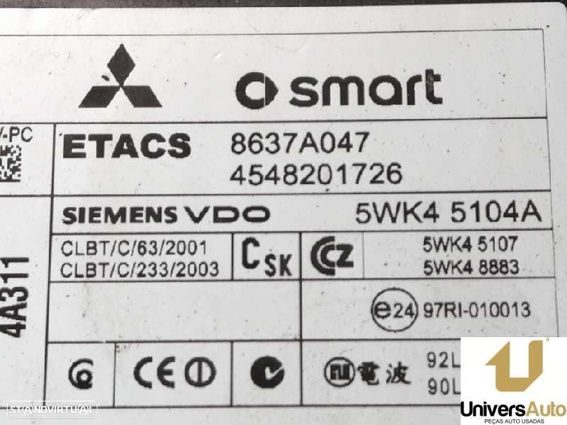 MODULO ELECTRONICO SMART FORFOUR 2004 -4548201726 - 1
