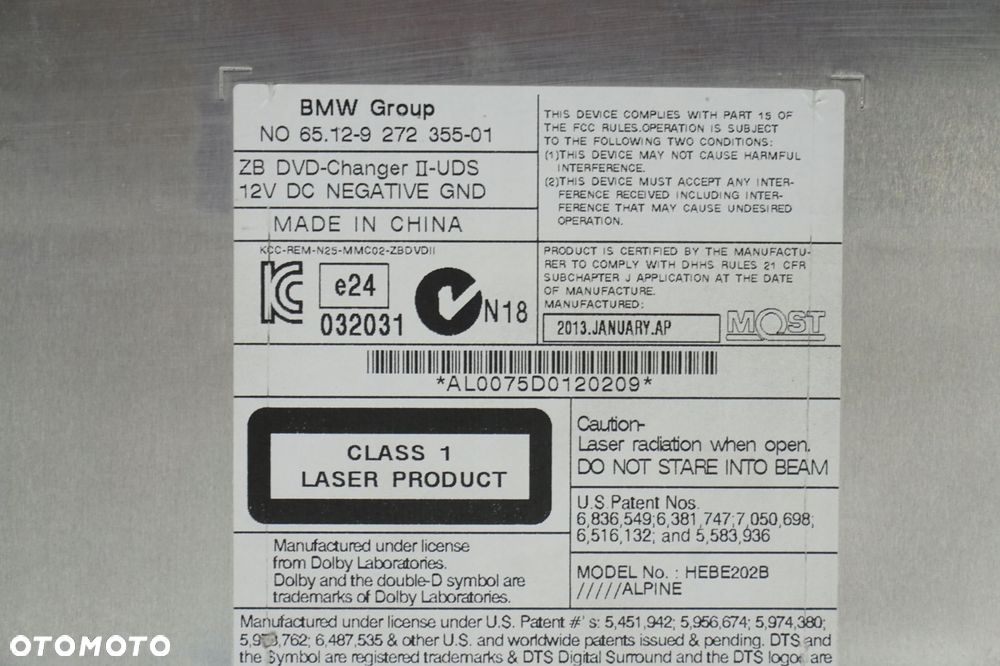 BMW 5 F10 F11 ZMIENIARKA CZYTNIK DVD 9272355 - 3