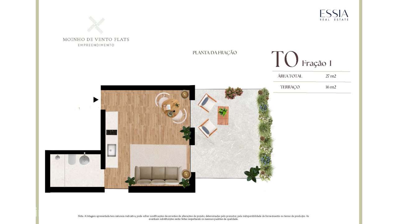 T0 Terraço 16m2 em Leça Palmeira | T0 próximo Praia Leça - Grande imagem: 5/10