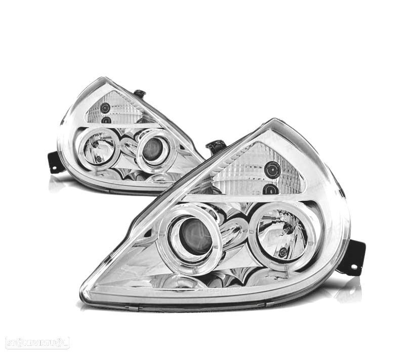 FARÓIS ANGEL EYES PARA FORD KA 96-08 CROMADO - 2