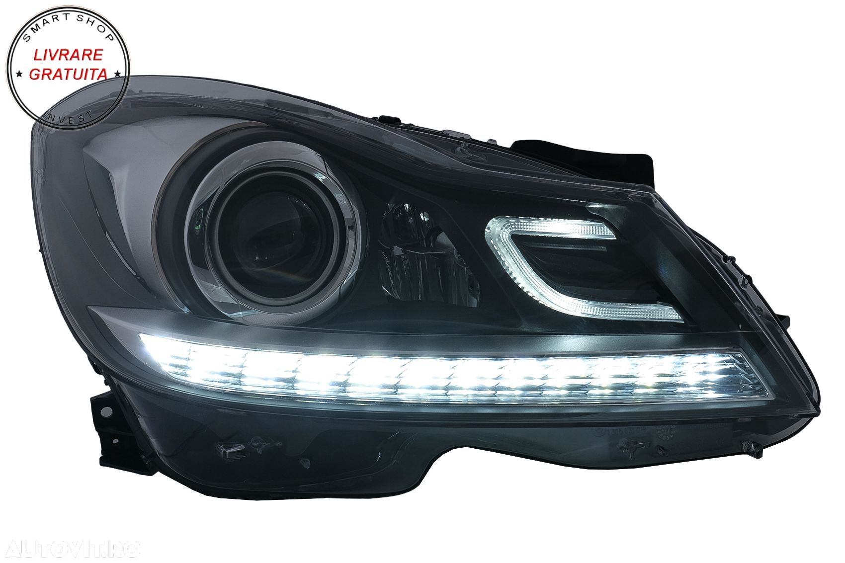 Faruri LED DRL Mercedes C-Class W204 S204 Facelift (2011-2014) Negru Semnal Dinami- livrare gratuita - 2