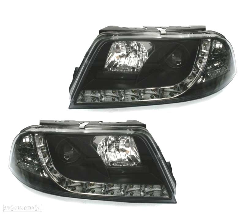 FARÓIS FRENTE LUZ DIURNA PARA VOLKSWAGEN VW PASSAT3BG 00-05 FUNDO PRETO - 1