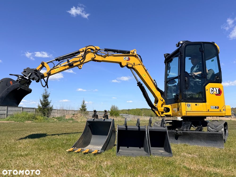 Caterpillar Minikoparka Cat 302.7 3xłyżki Skarpowa hydrL\P dodatkowe linie hydrauliczne szybkozłącze Gąsienice jak Nowe WIDŁY WIERTNICA za dopłatą - 1