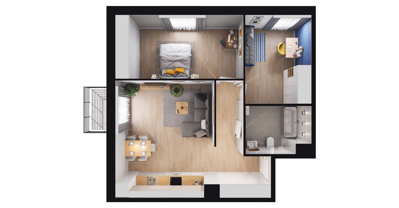 3-pokojowe mieszkanie 64m2 + balkon Bezpośrednio