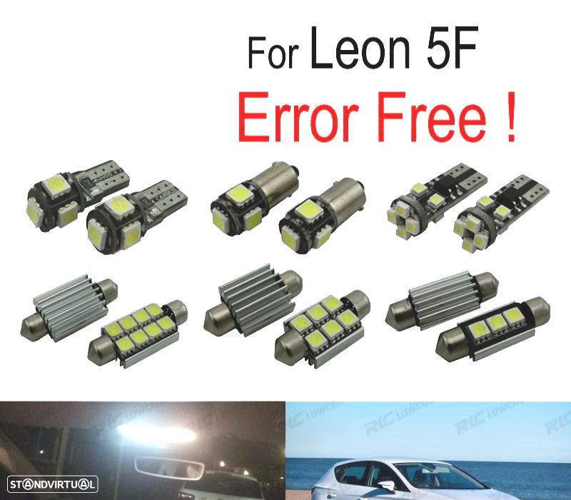 KIT COMPLETO 13 LAMPADAS LED INTERIOR PARA SEAT LEON MK3 5F 5F1 5F5 5F8 13-18 - 1