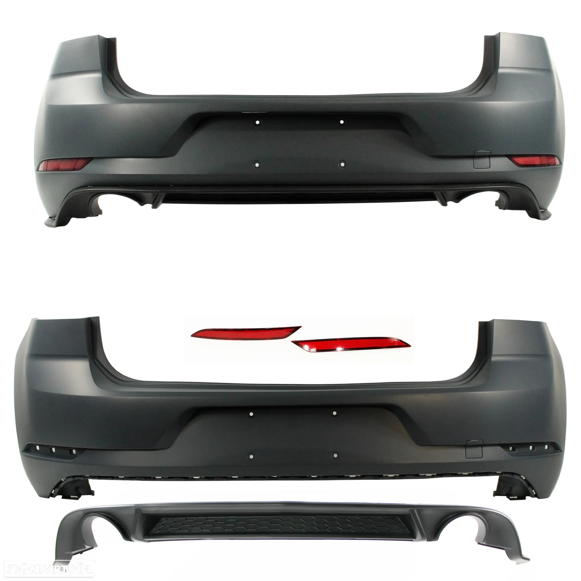 Kit Para-choques Frontal + faróis de nevoeiro + embaladeiras + para-choques traseiro + difusor VW Golf 7 3 / 5 portas look GTI 7.5 em plástico - 5