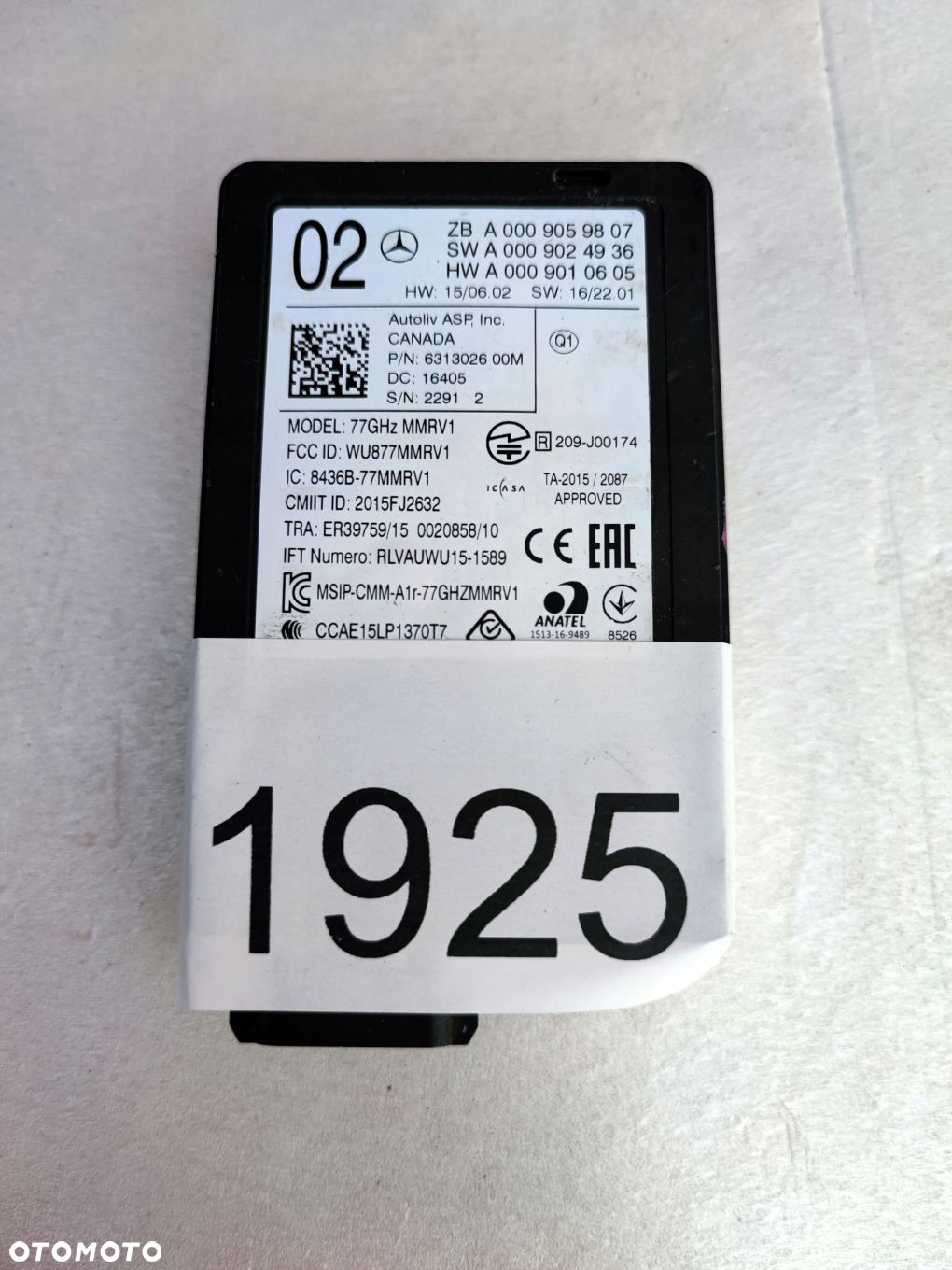 MERCEDES RADAR MODUŁ DISTRONIC A0009059807 ORYGINAŁ - 3