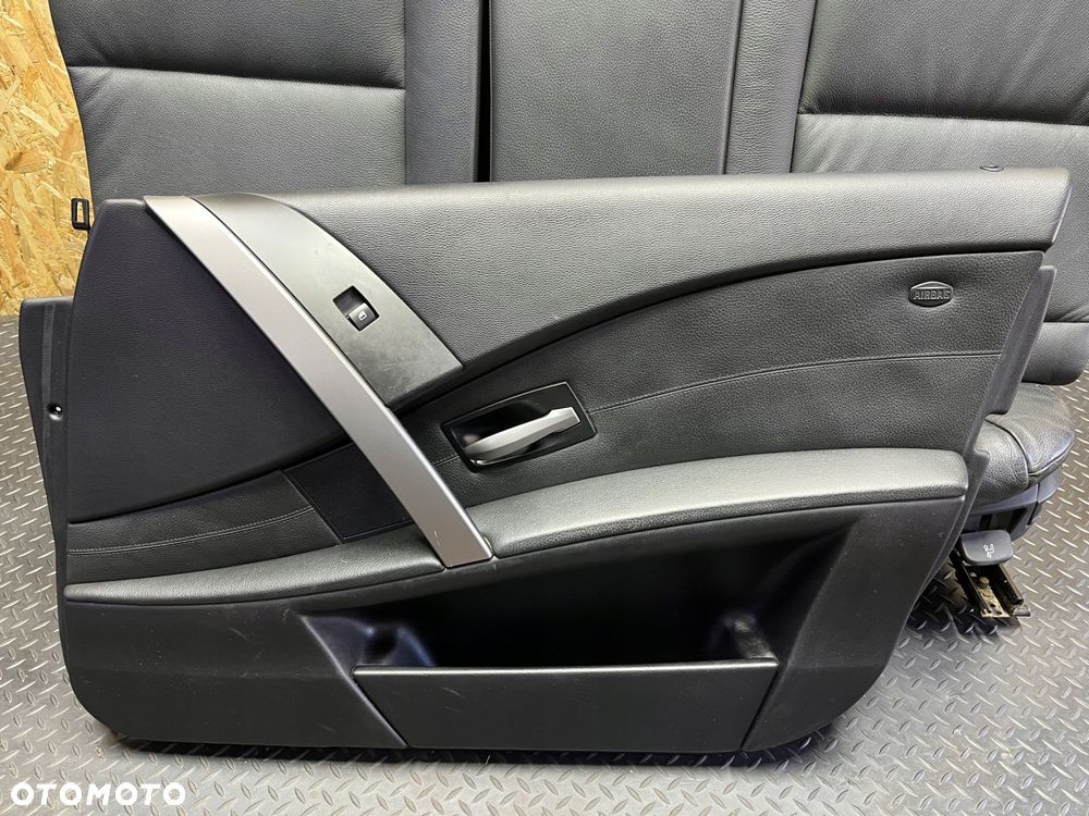 komplet fotele kanapa boczki tapicerka czarna skÓra europa bmw e61 gr - 9